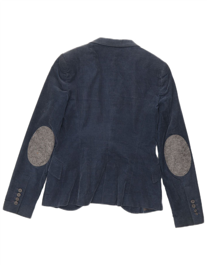 Blazer pentru femei Zara, cu 1 nasture, din velur, UK 12, bumbac mediu albastru bleumarin
