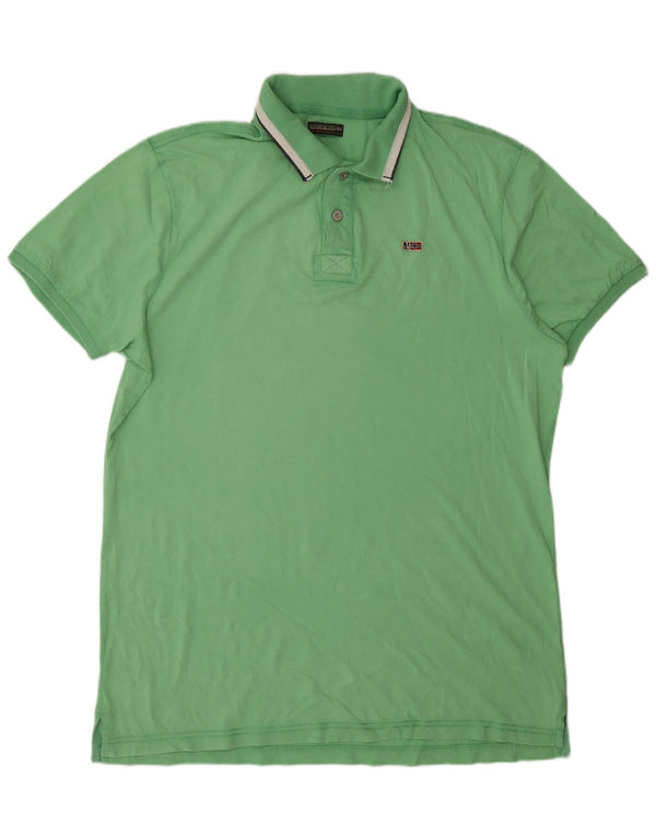 Tricou polo Napapijri Geographic pentru bărbați, bumbac verde 3XL