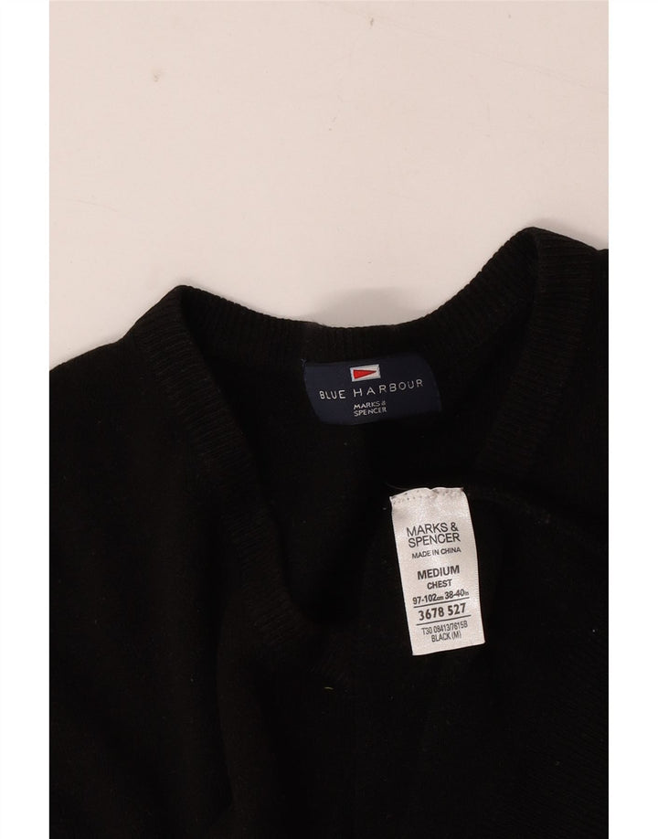 Pulover cu decolteu în V pentru bărbați Marks & Spencer UK 38/40 Medium Negru