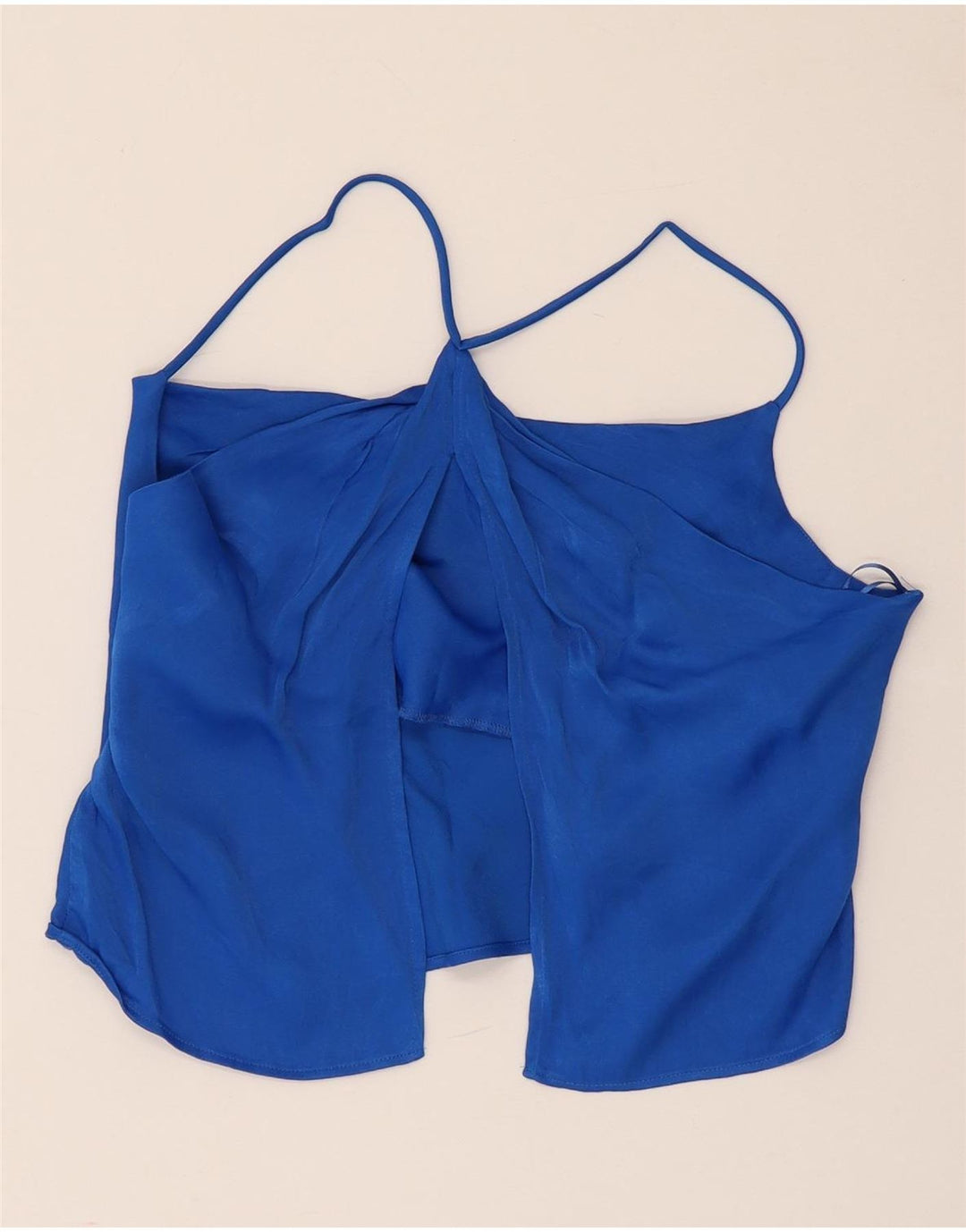 Top Crop Halter pentru femei Zara UK 8 Small Blue Viscose