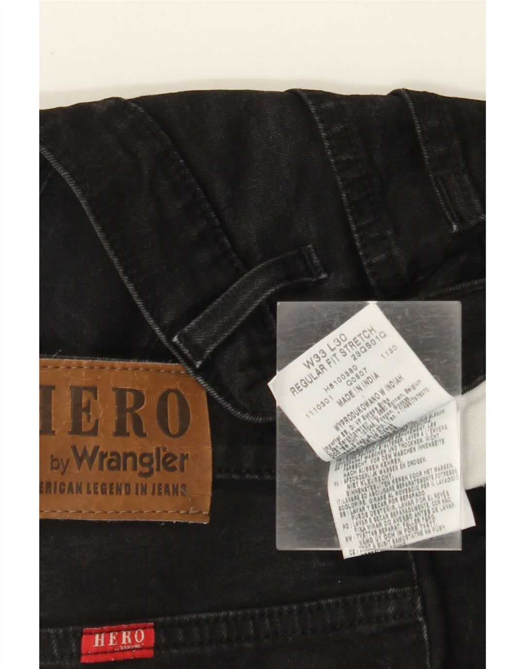 Blugi WRANGLER Hero Regular Fit drepte pentru bărbați W33 L30 bumbac negru