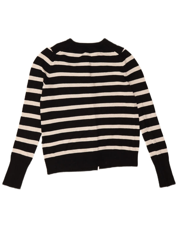 Zara Womens Cardigan Sweater UK 10 Small Black Striped Viscose