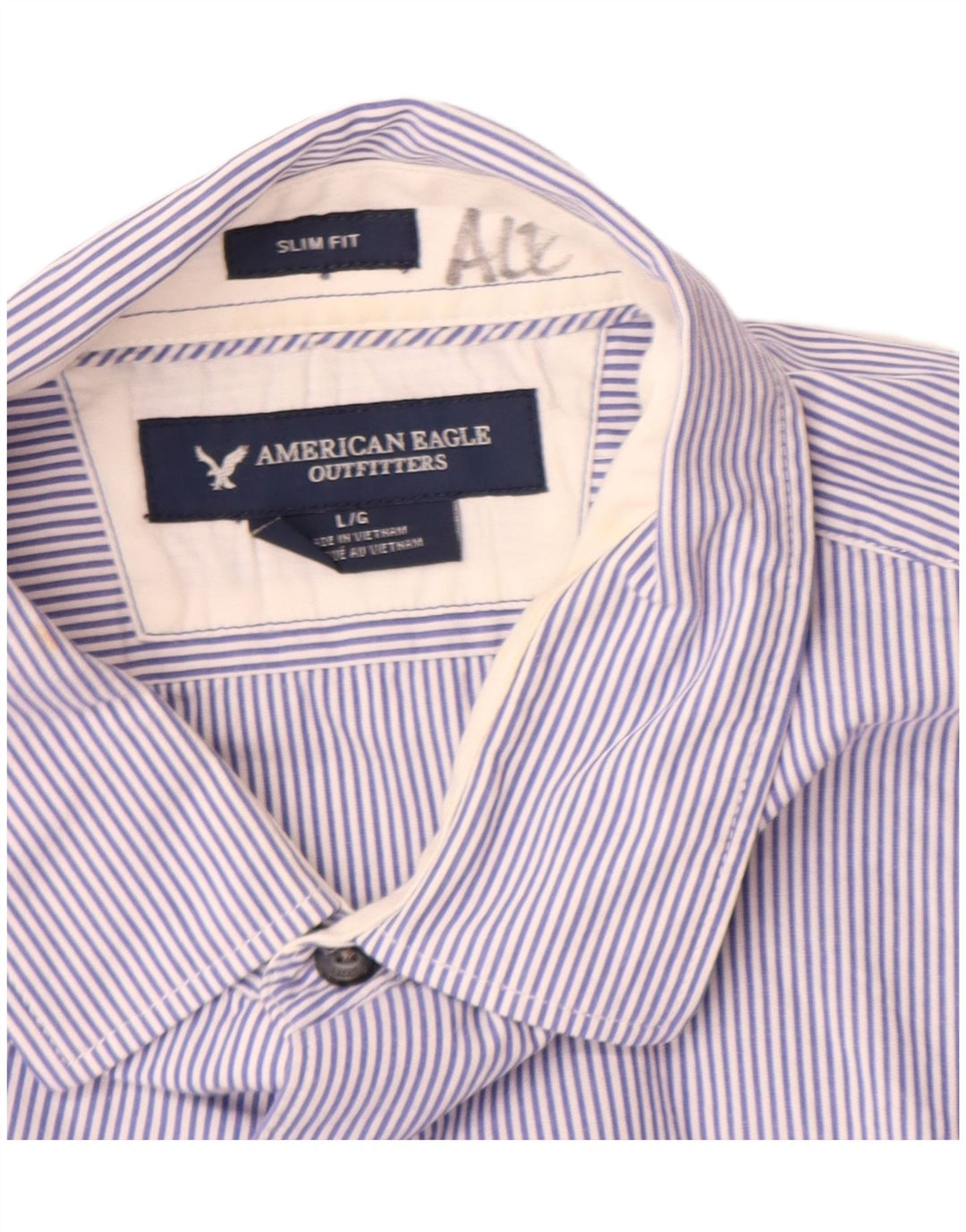 Cămașă pentru bărbați American Eagle slim fit, bumbac cu dungi albastre mari