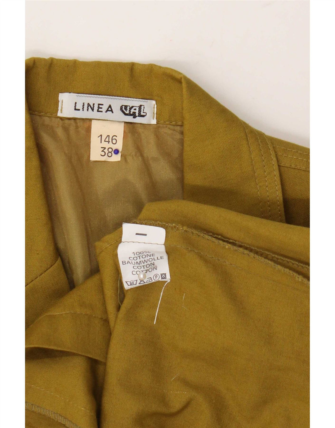 Jachetă vintage pentru femei cu mâneci 3/4 și 2 nasturi, bumbac kaki mediu EU 38