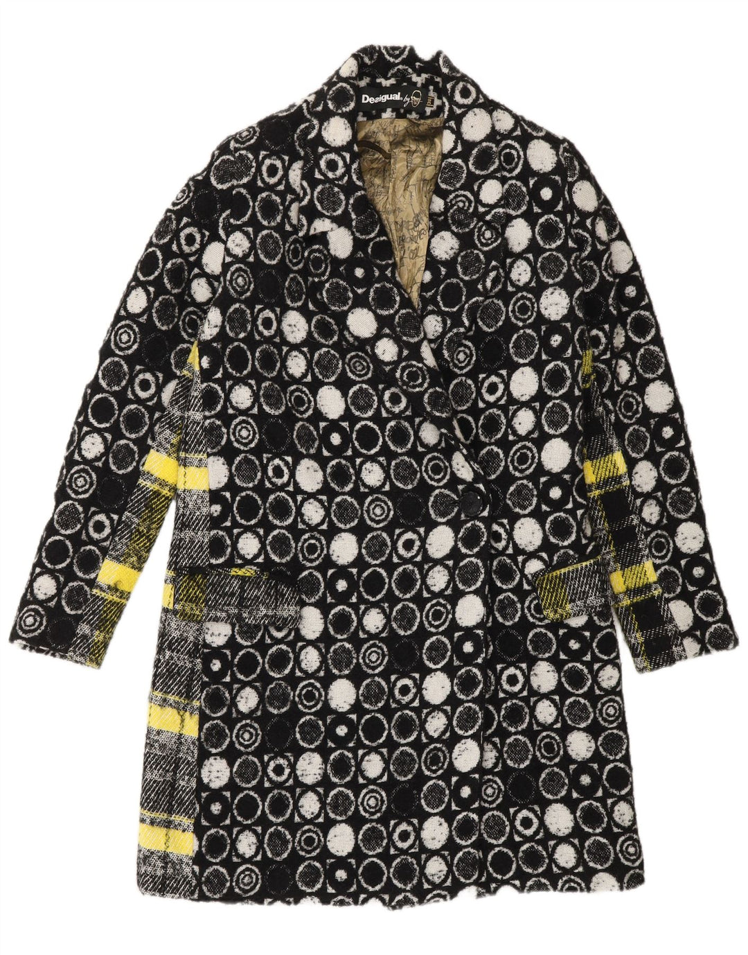 Pardesiu Desigual Femei EU 36 Mic Negru Geometric Viscoza