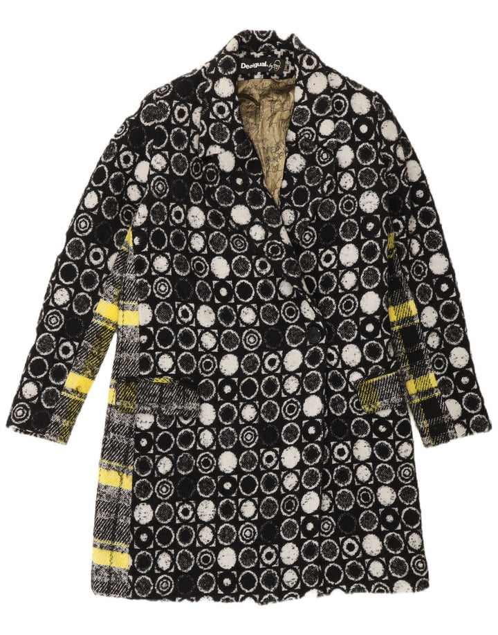 Pardesiu Desigual Femei EU 36 Mic Negru Geometric Viscoza