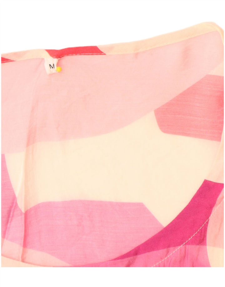 Bluză cu grafică transparentă pentru femei vintage UK 14 Roz mediu Colorblock