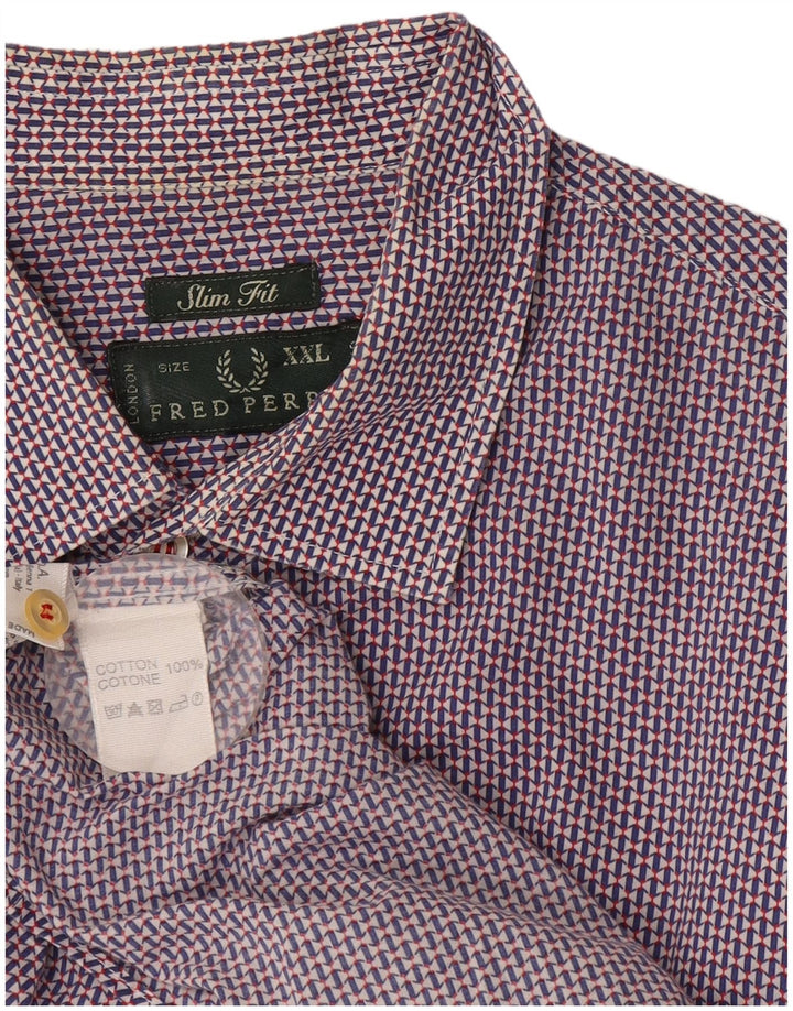 Cămașă pentru bărbați Fred Perry slim fit 2XL bleumarin din bumbac geometric