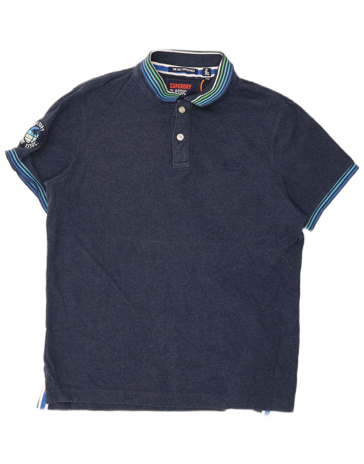 SUPERDRY tricou polo cu grafică pentru bărbați 2XL bleumarin
