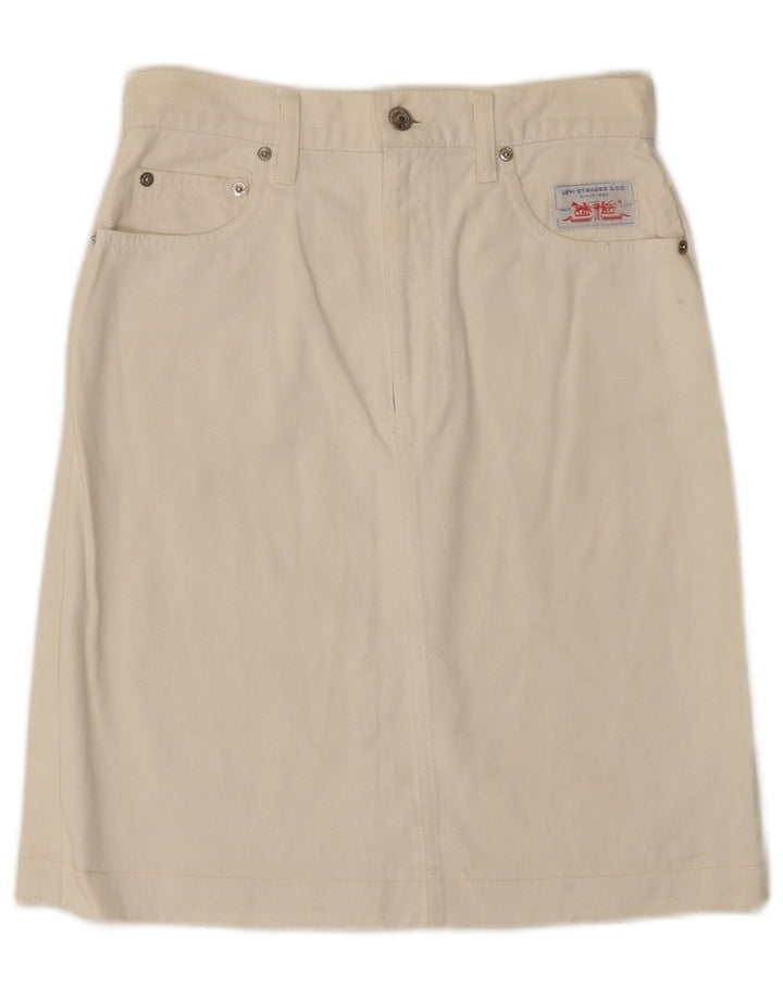 Fusta de blugi pentru femei LEVI'S W26 Small Off White