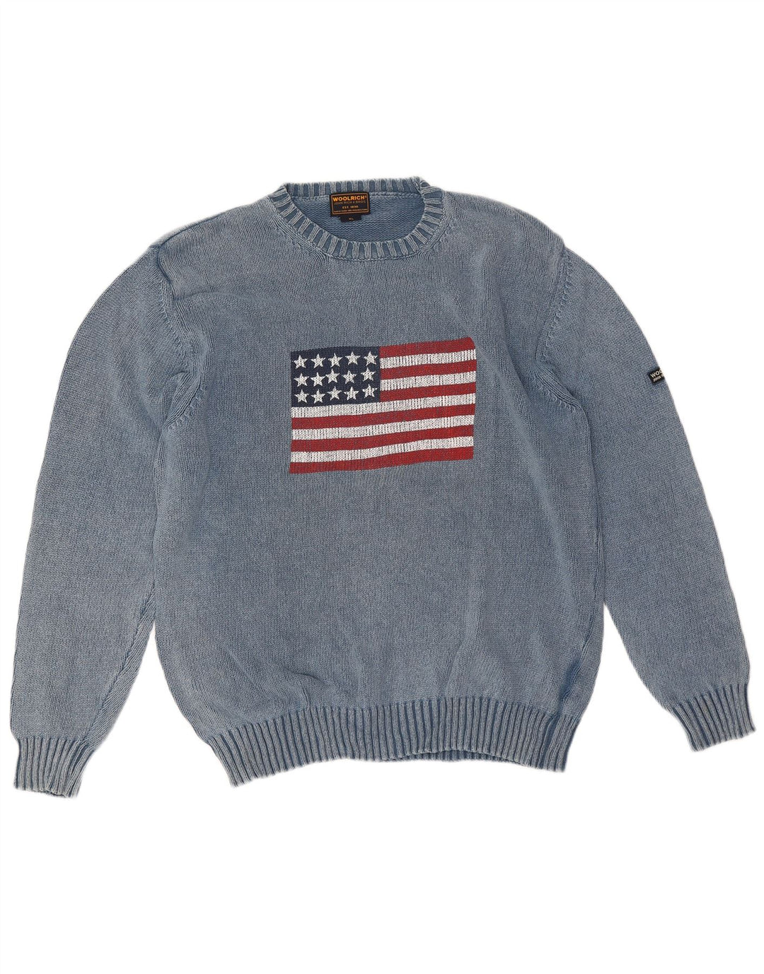 Pulover pentru bărbați Woolrich cu decolteu rotund, XL, albastru, bumbac