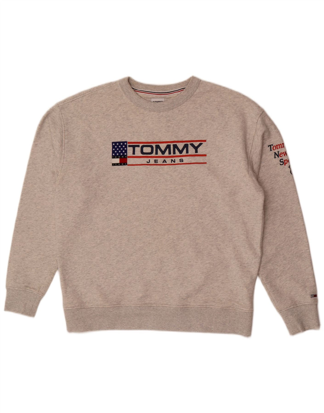 Hanorac grafic pentru bărbați Tommy Hilfiger Pulover din bumbac cu pete gri mediu
