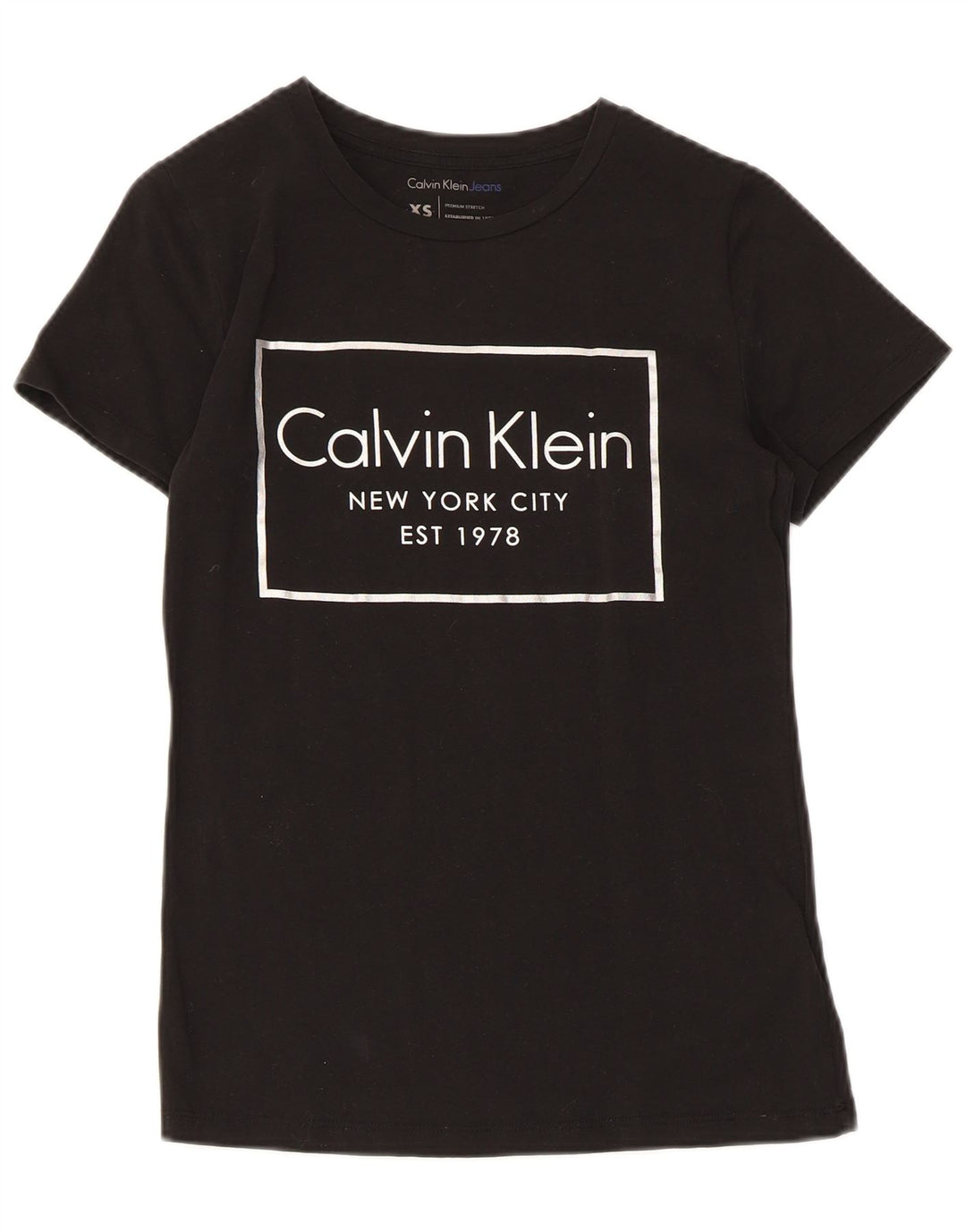 CALVIN KLEIN JEANS Tricou cu grafic pentru femei Top UK 6 XS Bumbac negru