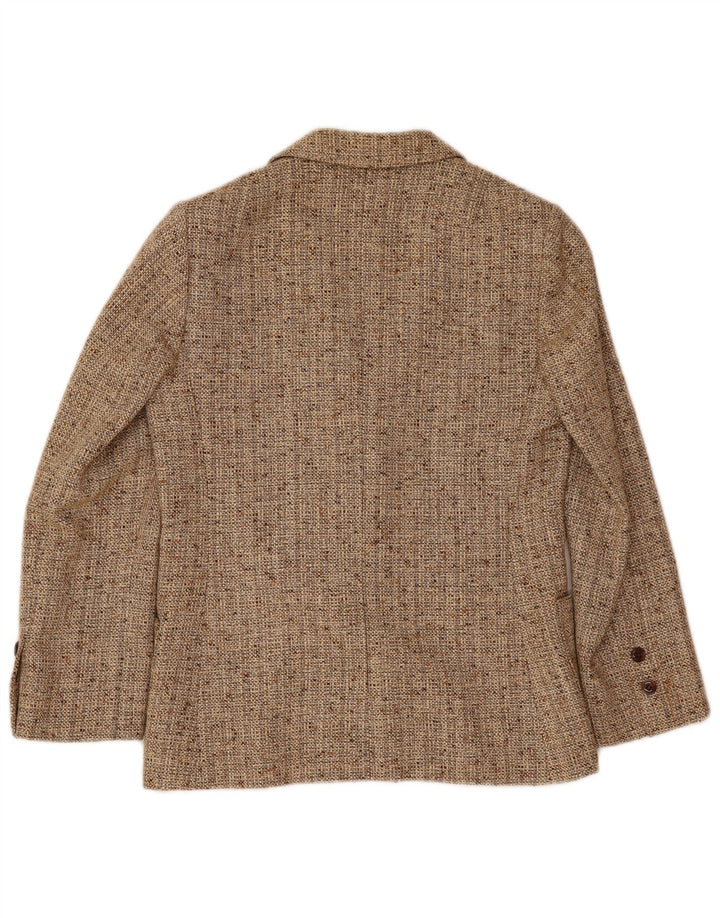 Jachetă vintage pentru femei cu 2 nasturi, UK 10, Bej, pete