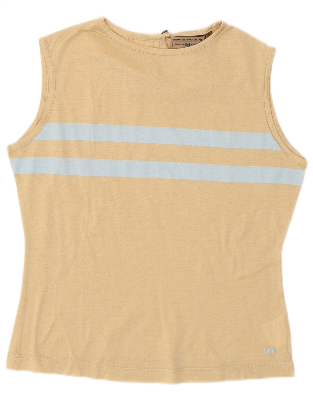 Sergio Tacchini Femei Vest Vest Top UK 12 Medium Bej Colorblock Bumbac