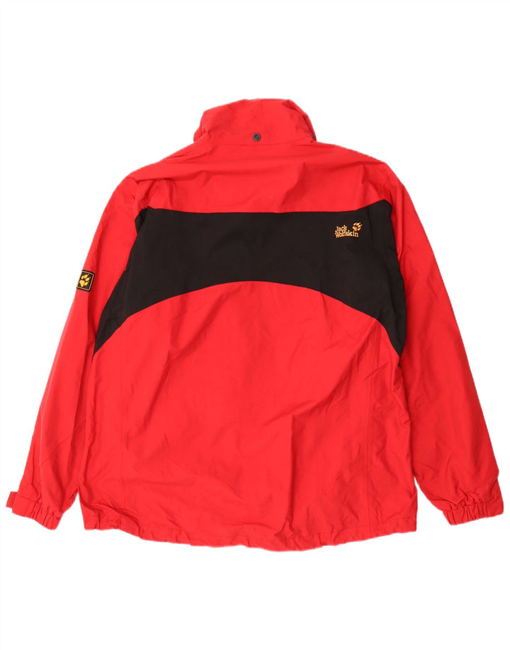 JACK WOLFSKIN Jachetă de ploaie supradimensionată pentru femei UK 18 XL Roșu Colorblock