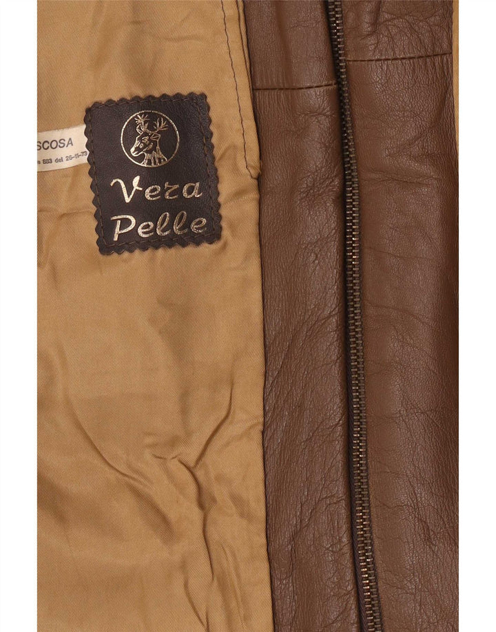 Jachetă de piele vintage pentru bărbați, cu ajustare clasică, UK 40, maro mare
