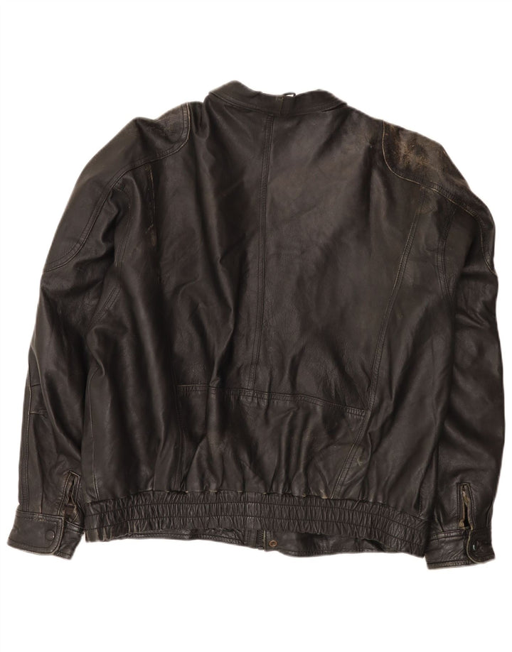 Jachetă Bomber din piele vintage pentru bărbați IT 54 2XL negru