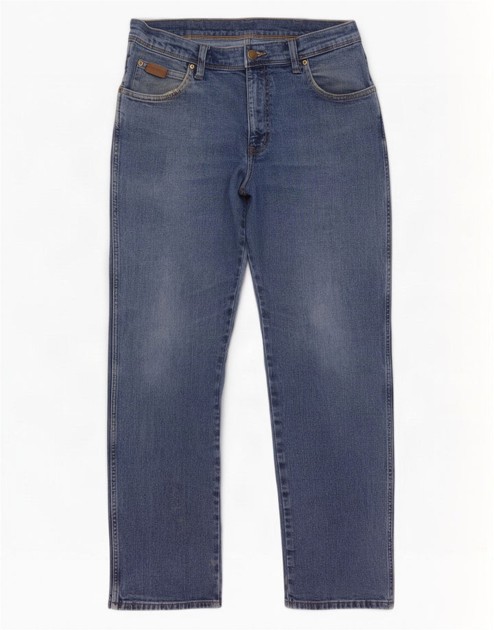 Blugi drepti pentru bărbați Wrangler W34 L32 Bumbac albastru