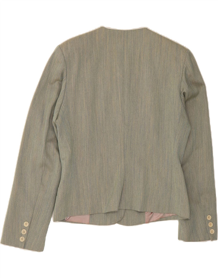 TRUSSARDI Womens 4 Button Blazer Jacket IT 44 Medium Grey Pinstripe Vintage Trussardi and Second-Hand Trussardi from Messina Hembry 
