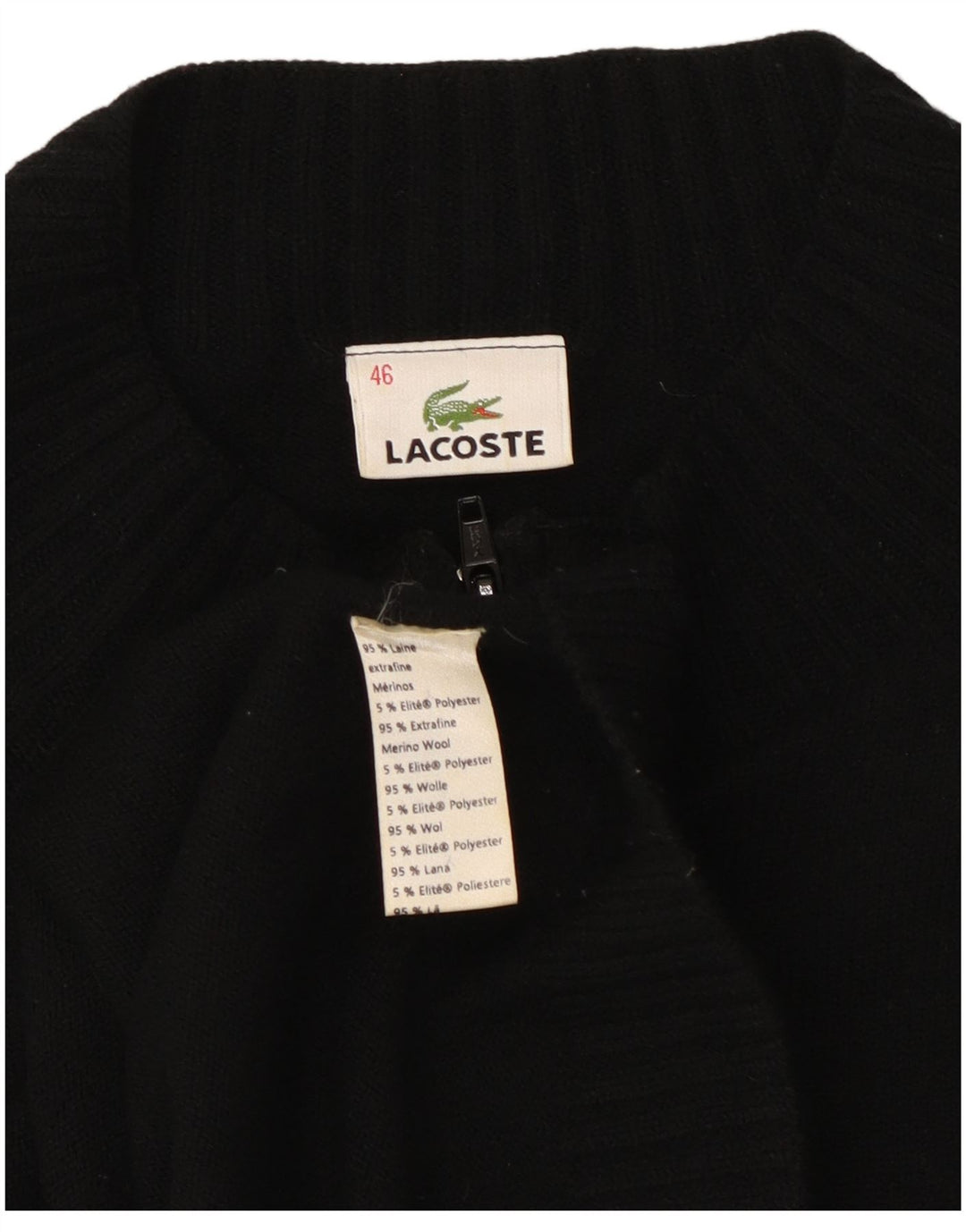 Pulover cardigan pentru femei Lacoste Mărimea 46 XL Lână neagră
