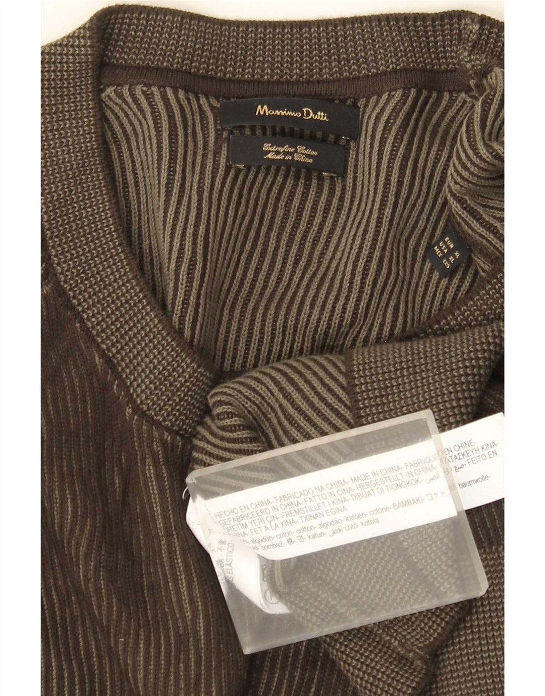 Pulover Massimo Dutti pentru bărbați, cu gât crew, bumbac XL kaki