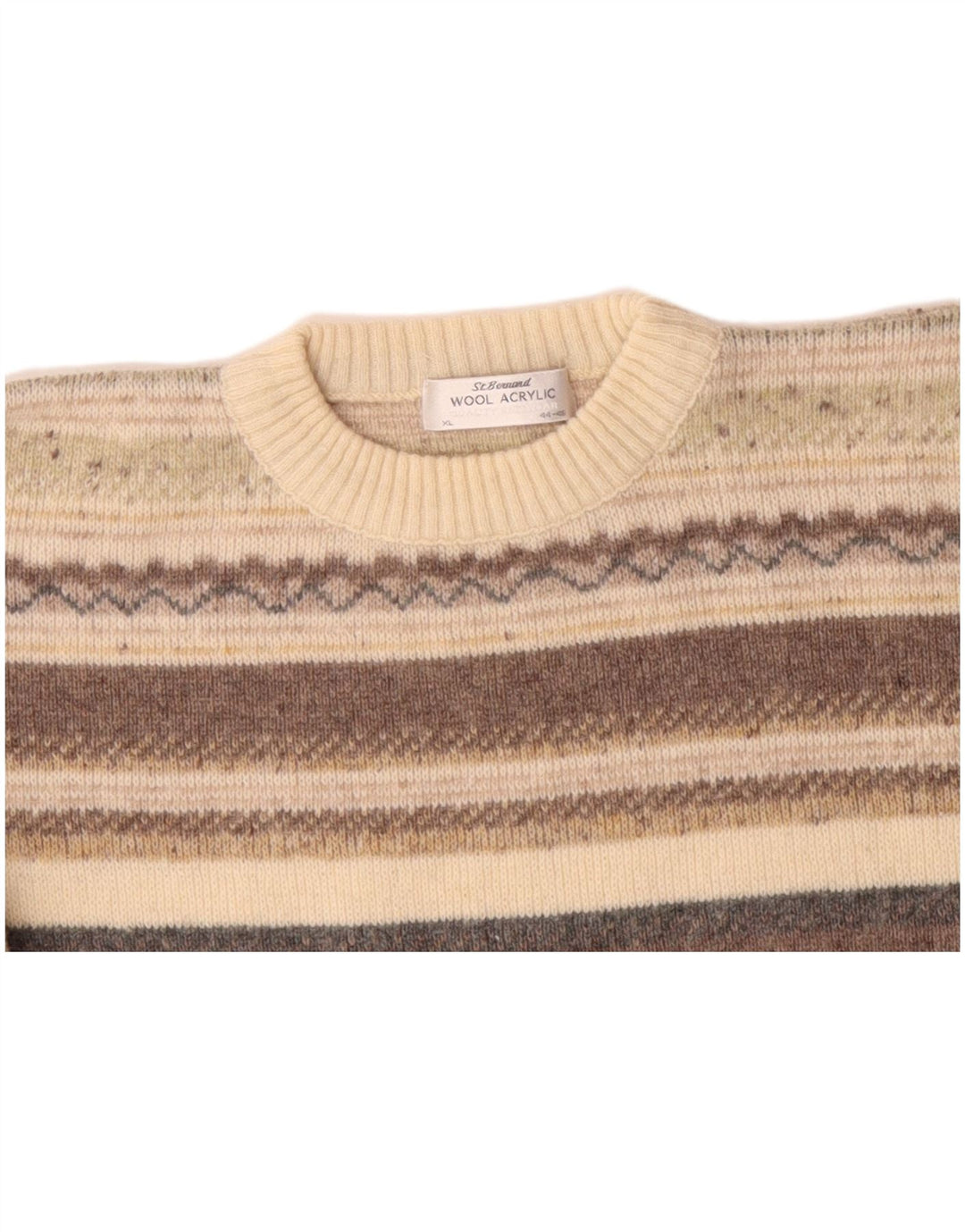 SF. BERNARD Pulover pentru bărbați cu decolteu rotund Mărimea 44/46 XL Bej Fair Isle