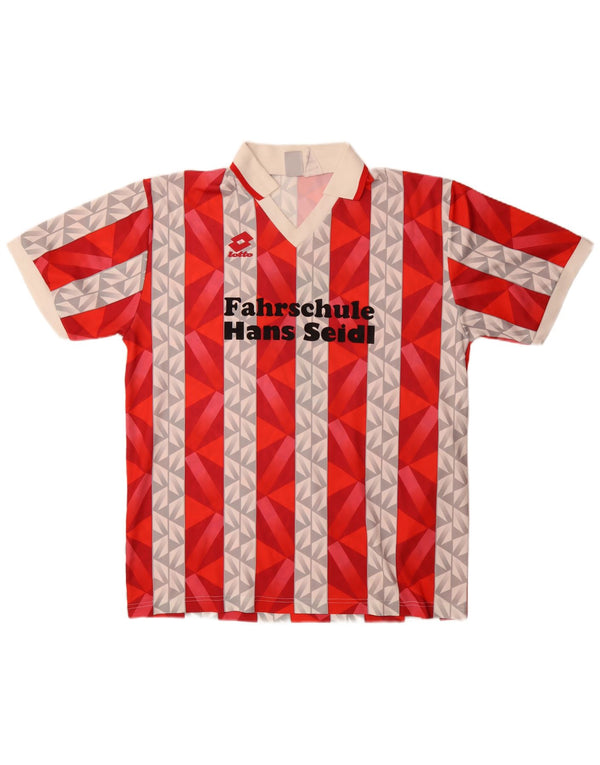 Lotto Mens Graphic Polo Shirt 2XL Red Striped Polyester