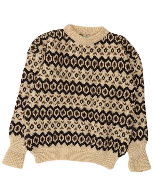 Pulover Stobi pentru bărbați cu gât roșu, 2XL, lână geometrică, alb