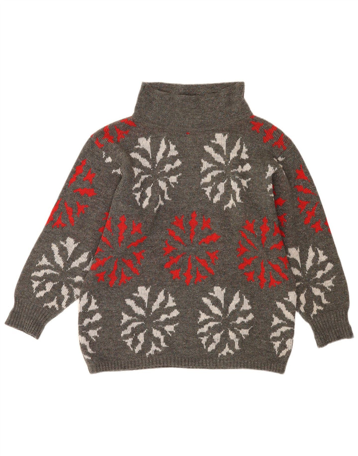 Pulover cu gât țestoasă pentru femei Flou UK 14 Medium Gri Geometric