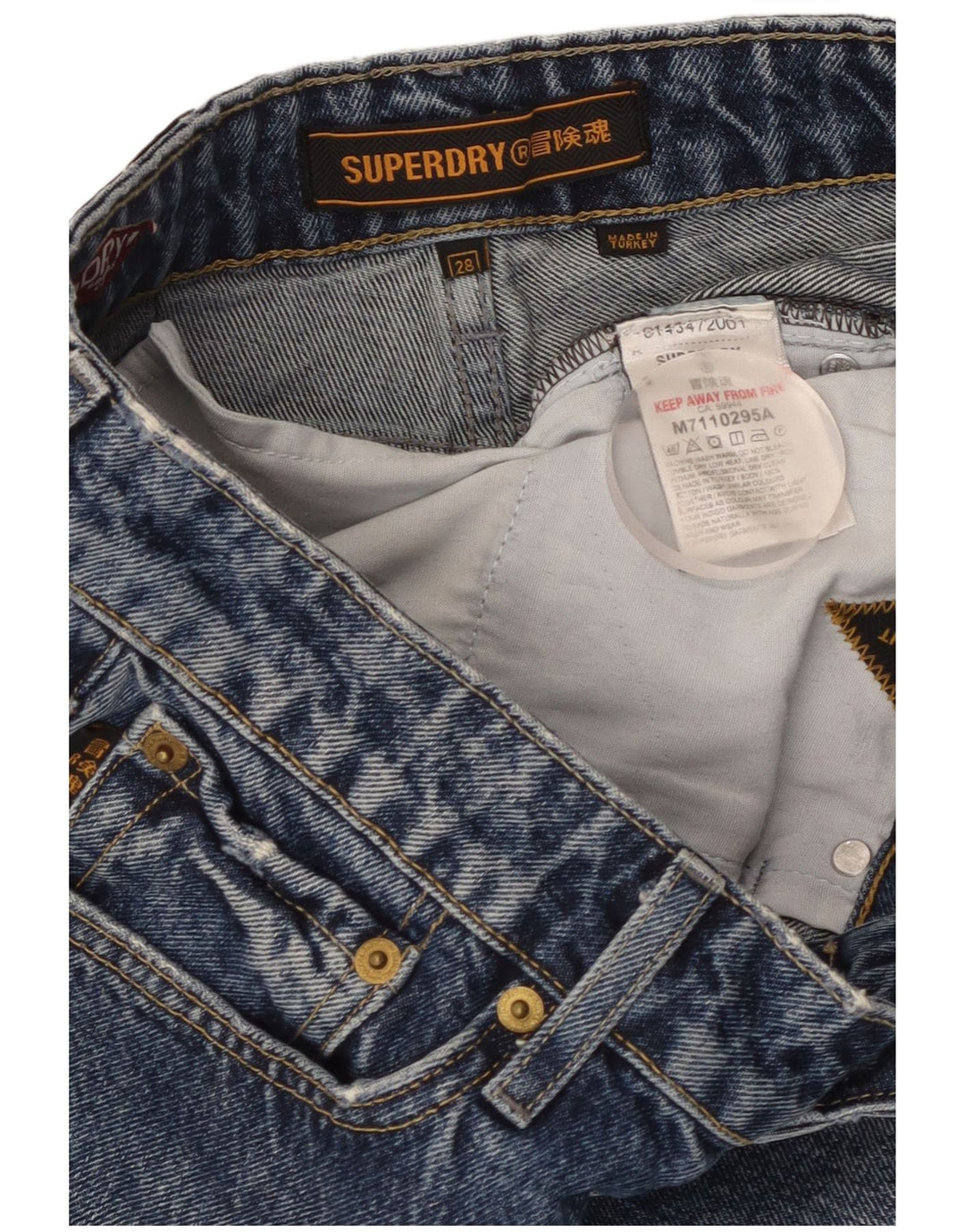Pantaloni scurți din blugi pentru femei SUPERDRY W28, bumbac albastru mediu