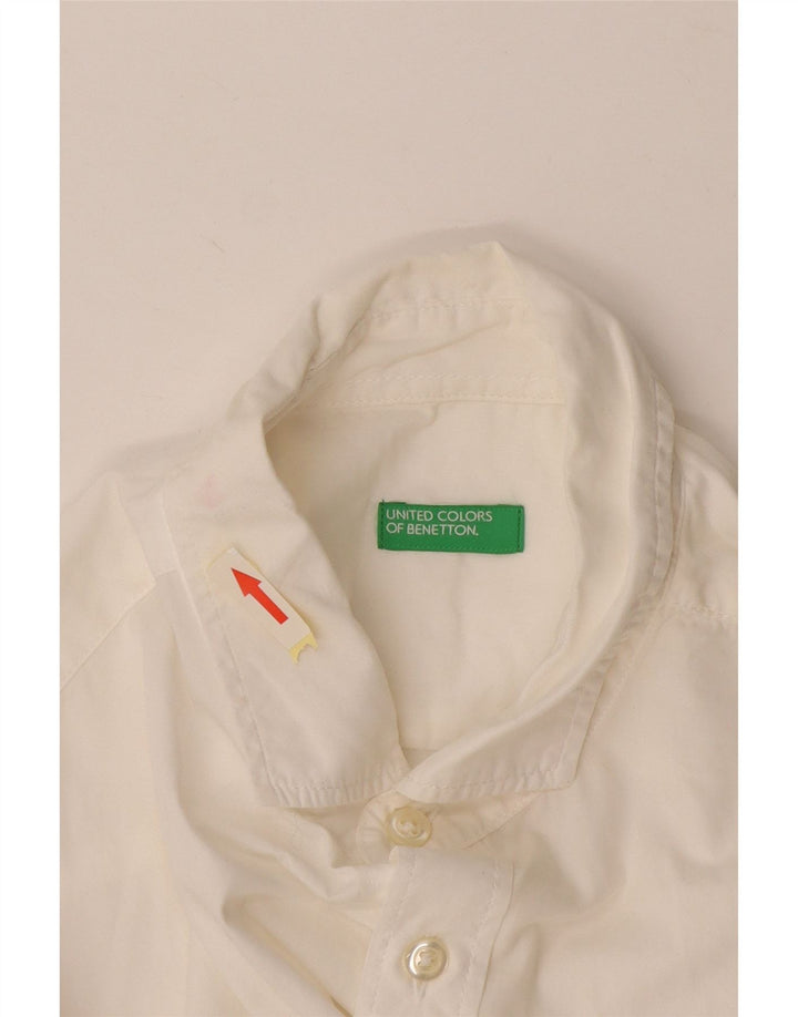 Cămașă Benetton pentru bărbați, bumbac alb mediu
