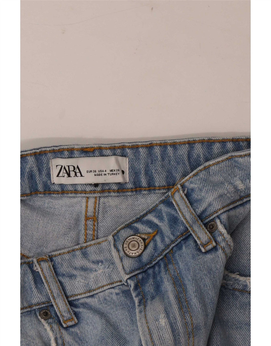 Pantaloni scurți din denim învechit pentru femei Zara EU 36 XS W26 Albastru