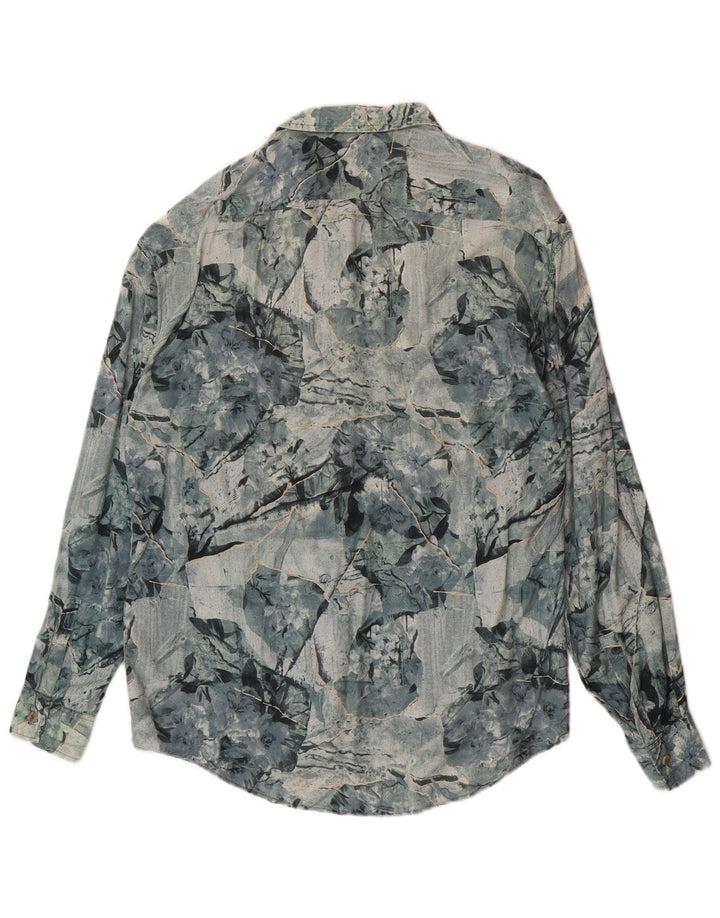 Cămașă Vintage pentru bărbați cu model abstract XL, viscoză albastră