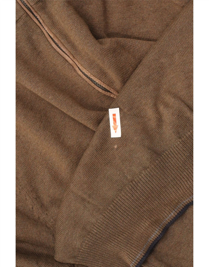 Pulover Massimo Dutti pentru bărbați, cu fermoar și gât, kaki mediu