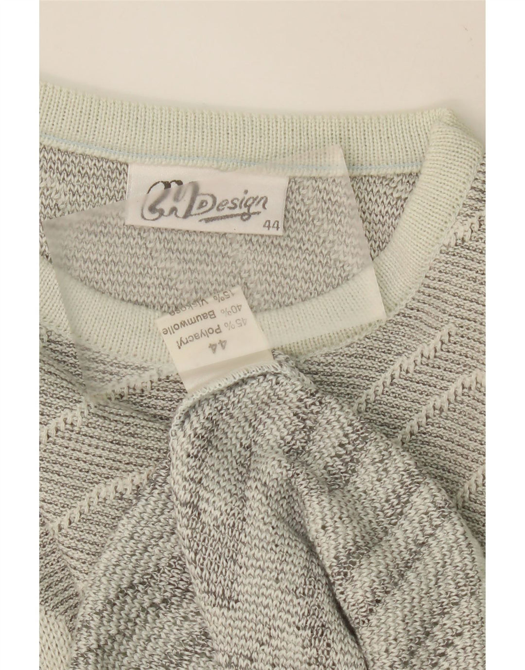 VINTAGE Womens Abstract Pattern Crew Neck Jumper Sweater EU 44 XL Grey Vintage Vintage and Second-Hand Vintage from Messina Hembry 