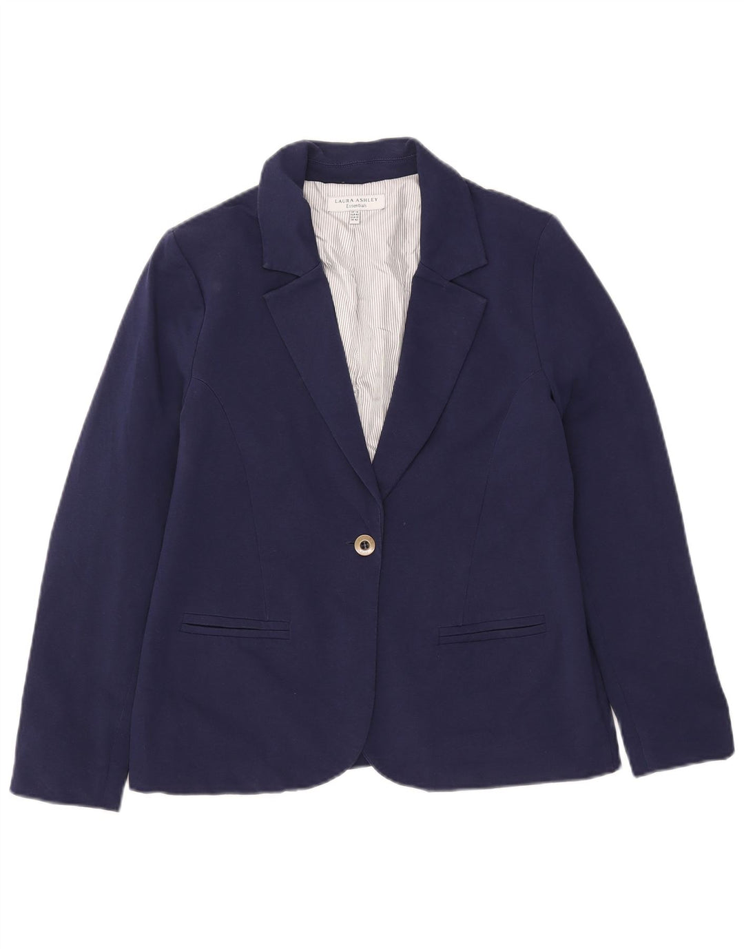 Jachetă blazer pentru femei Laura Ashley, 1 nasture, UK 14, mare, albastru bleumarin, bumbac