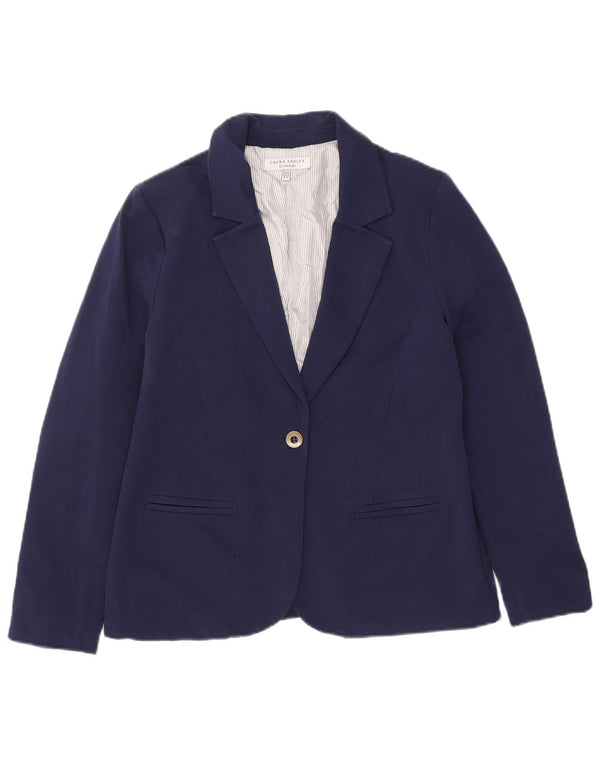 Jachetă blazer pentru femei Laura Ashley, 1 nasture, UK 14, mare, albastru bleumarin, bumbac