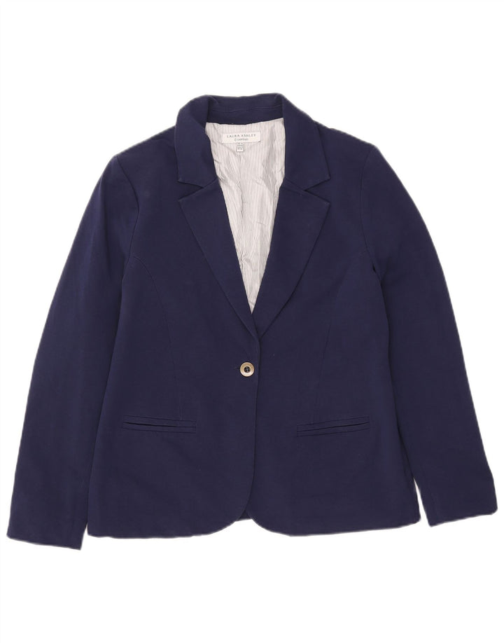 Jachetă blazer pentru femei Laura Ashley, 1 nasture, UK 14, mare, albastru bleumarin, bumbac