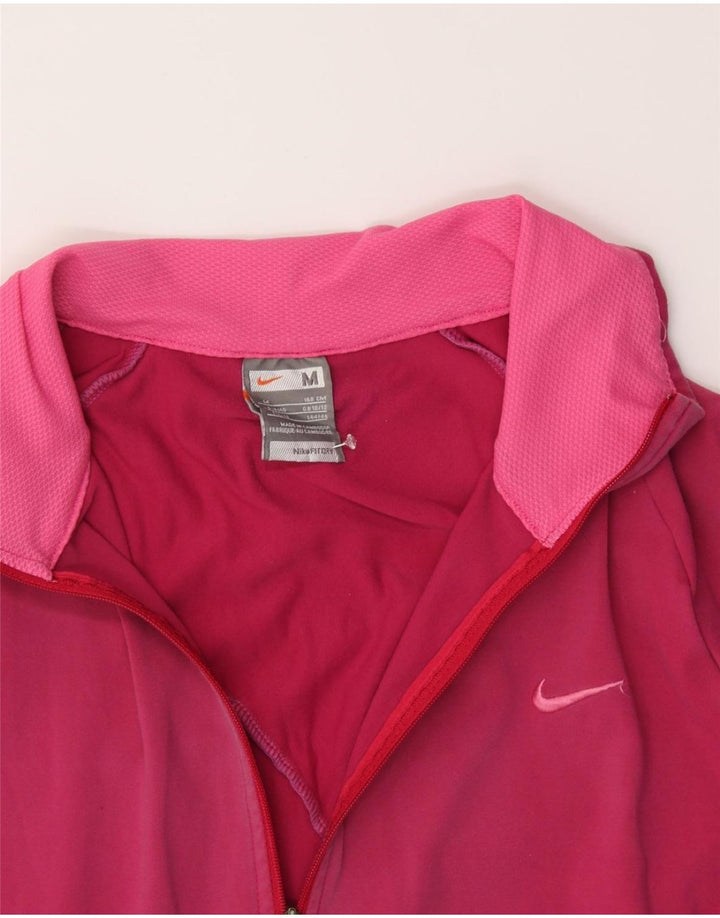 NIKE Womens Tracksuit Top Jacket UK 10/12 Medium Pink Polyester Vintage Nike and Second-Hand Nike from Messina Hembry 