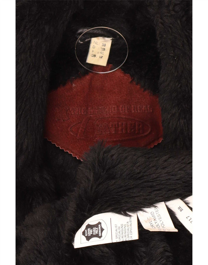 Palton din shearling vintage pentru femei, cu ajustare largă, UK 12, maro mediu, bloc de culoare