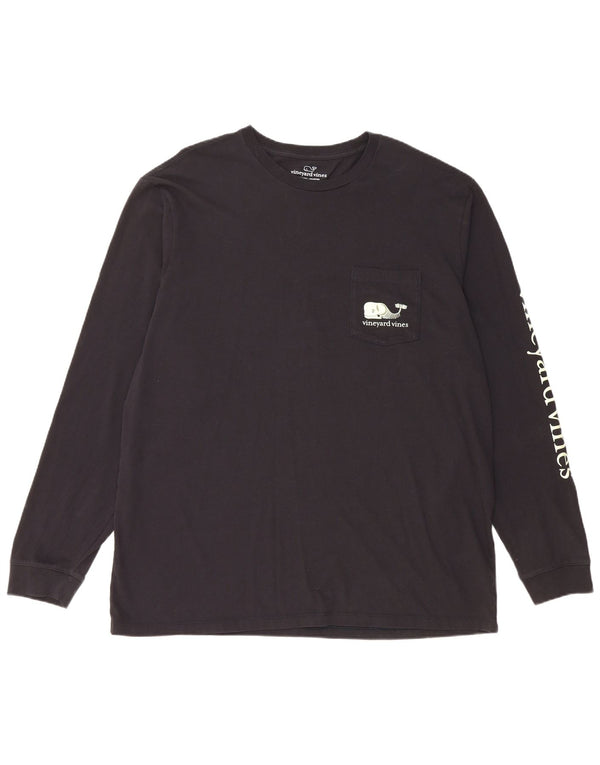 VINEYARD VINES Top grafic pentru bărbați cu mânecă lungă XL, bumbac negru