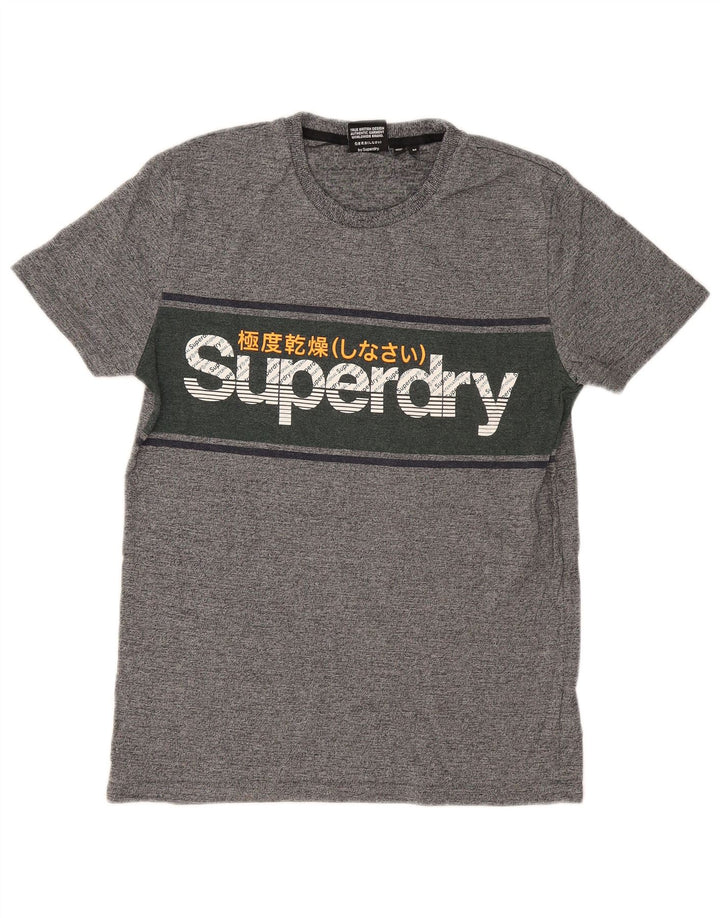 Tricou cu grafică obișnuită Superdry pentru bărbați Top din bumbac cu pete gri mediu