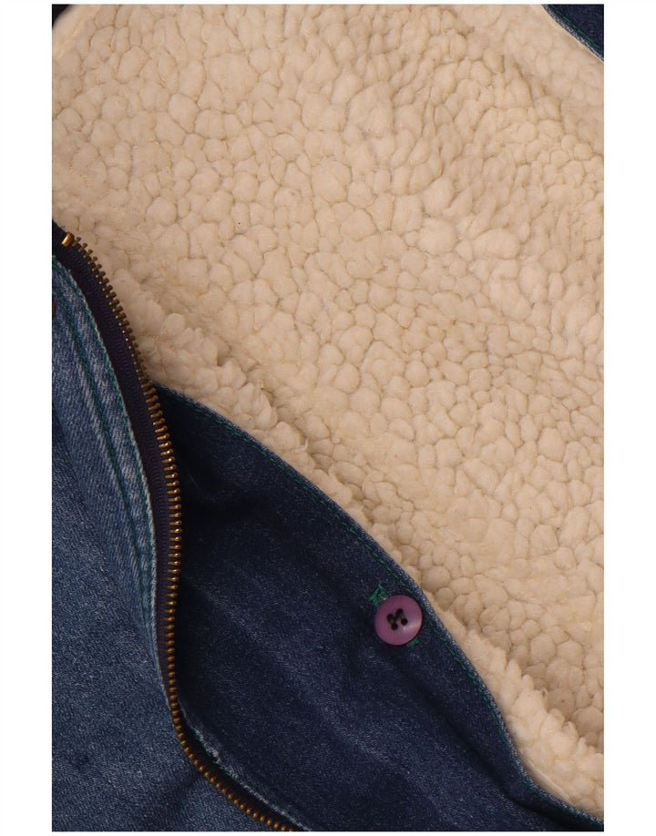 Jachetă de blugi Sherpa Vintage pentru femei UK 14 Large Blue