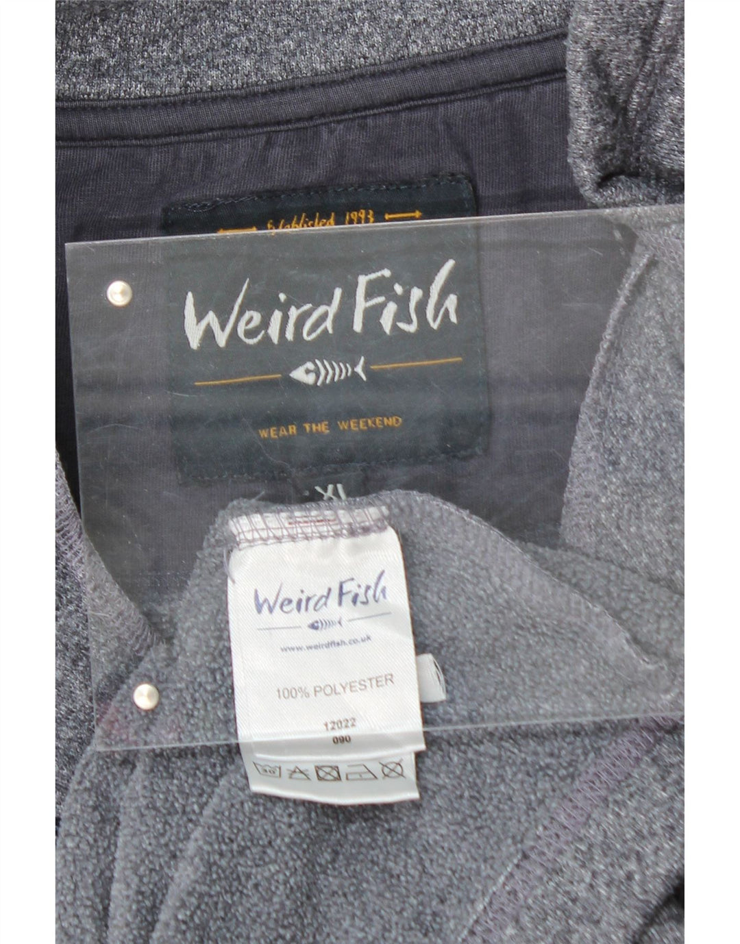 WEIRD FISH Mens Zip Neck Sweatshirt Jumper XL Navy Blue Polyester Vintage Weird Fish and Second-Hand Weird Fish from Messina Hembry 