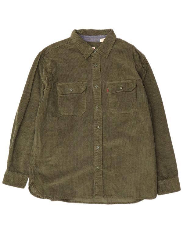 Cămașă relaxată din velur pentru bărbați Levi's, bumbac verde mare