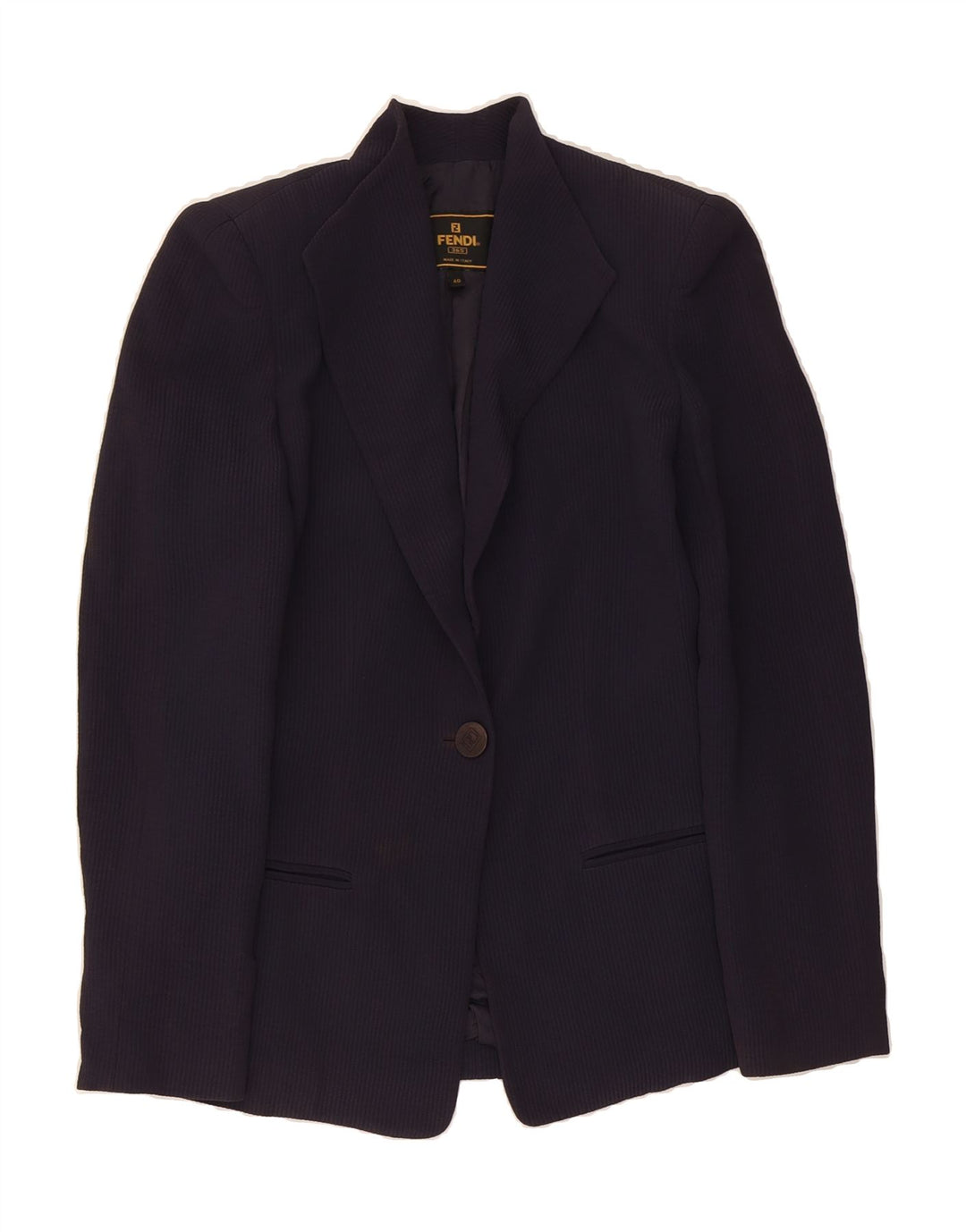 FENDI Womens 1 Button Blazer Jacket IT 40 Small Navy Blue Acetate Classic Vintage Fendi and Second-Hand Fendi from Messina Hembry 