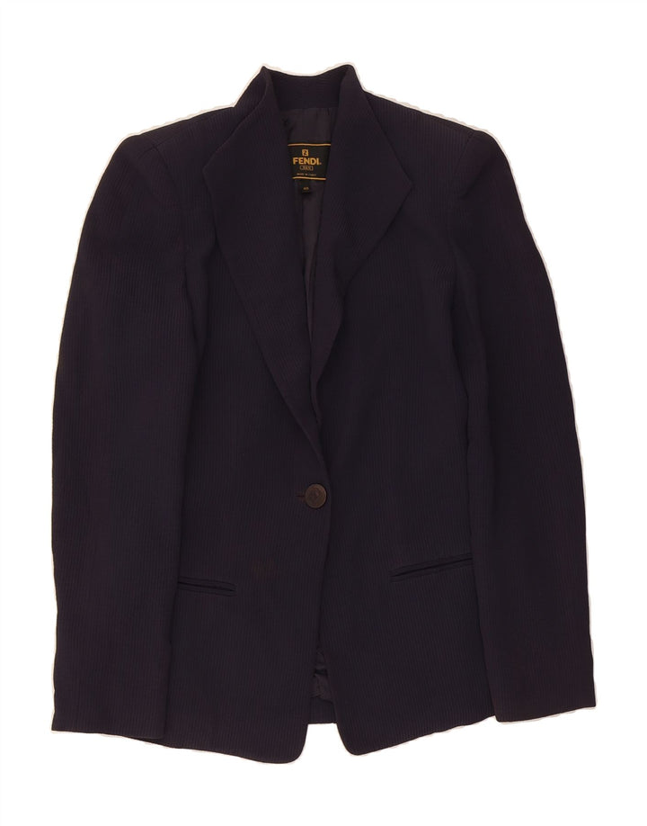 FENDI Womens 1 Button Blazer Jacket IT 40 Small Navy Blue Acetate Classic Vintage Fendi and Second-Hand Fendi from Messina Hembry 