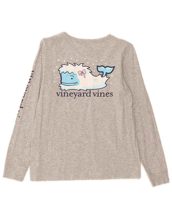 Vineyard Vines Top grafic pentru femei cu mânecă lungă UK 10 Small Grey Flecked