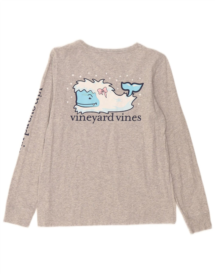 Vineyard Vines Top grafic pentru femei cu mânecă lungă UK 10 Small Grey Flecked